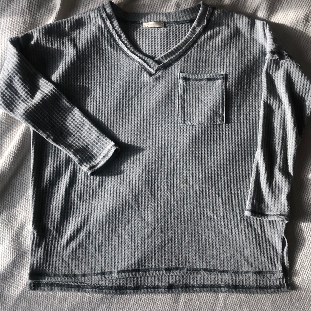 Knit grey v-neck sweater